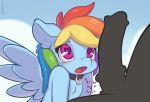  1girl big_penis friendship_is_magic hair hot multicolored_hair my_little_pony open_mouth penis pink_eyes rainbow_dash saliva wings 