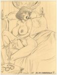  2004 breasts invisible_man julius_zimmerman_(artist) monochrome nipples scooby-doo velma_dinkley 