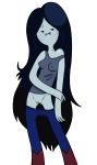  1girl adventure_time breasts cartoon_network fangs long_hair marceline no_panties pants_down pussy simple_background smile transparent_background vampire 