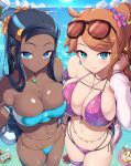  1girl 1girl 1girl 2_girls aqua_eyes beach big_breasts big_breasts bikini black_hair blue_eyes breasts chocolate_and_vanilla clothed_female dark-skinned_female dark_skin female_focus female_only hips huge_breasts kasai_shin light-skinned_female light_skin long_hair mature mature_female nessa_(pokemon) nintendo orange_hair outside pokemon pokemon_ss side_ponytail solo_female solo_focus sonia_(pokemon) tagme thick_thighs thighs video_game_character video_game_franchise wide_hips 