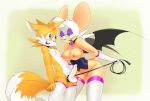  1boy 1girl anthro bat blush breasts female femdom furry humanoid_penis male malesub mammal miles_&quot;tails&quot;_prower penis rouge_the_bat sega sonic_(series) sparkydb testicles 