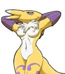  1girl anthro breasts digimon fox furry nipples pussy renamon simple_background transparent_background 