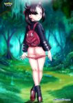 1girl ass bbmbbf black_hair blue_eyes blush looking_at_viewer looking_back marnie_(pokemon) nintendo palcomix panties partially_clothed partially_nude pokemon pokemon_(game) pokemon_sword_&amp;_shield pokepornlive removing_clothes removing_panties
