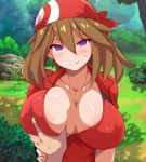  1_girl 1girl big_breasts female female_human grabbing_breasts haruka_(pokemon) huge_breasts konno_tohiro may may_(pokemon) pokemon pokemon_(anime) pokemon_(game) pokemon_rse 