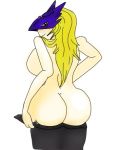  1girl 1girl ass bellestarmon big_ass big_breasts blond breasts digimon looking_at_viewer naughty pants smile thick_thighs tight_clothing 
