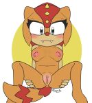  1girl 2023 anthro anus black_eyes blush breasts classic_sonic_(universe) famousfen fangs genitals lizard looking_at_viewer multicolored_tail nipples nude presenting presenting_pussy pussy sega sonic_superstars sonic_the_hedgehog_(series) spikes spread_legs spreading sungazer_lizard trip_the_sungazer 