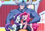  1boy 2_girls 2girls ass bbmbbf blue_eyes cutie_mark earth_pony equestria_untamed erection female_unicorn friendship_is_magic horn interspecies iron_will iron_will_(mlp) licking_penis minotaur multiple_girls my_little_pony nude oral oral_sex palcomix penis pinkie_pie pinkie_pie_(mlp) pony pussy rarity rarity_(mlp) tail threesome unicorn 