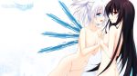  2girls arm arms art ashley_snow_white_isurugi ass babe back bare_arms bare_back bare_legs bare_shoulders black_hair blue_eyes breasts butt_crack cleavage collarbone hair hand_holding high_res incipient_kiss interlocked_fingers kiriha_black_feater_isurugi legs long_hair looking_at_viewer matsumiya_kiseri mound_of_venus multiple_girls mutual_yuri navel neck no_nipples nude open_mouth red_eyes short_hair sideboob silver_hair small_breasts smile white_background yuri 