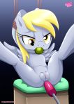  1girl ball_gag bbmbbf blonde_hair derpy_hooves derpy_hooves_(mlp) dildo equestria_girls equestria_untamed female friendship_is_magic my_little_pony palcomix pussy spread_legs tagme wings 