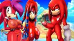 1boy 2girls ai_generated anthro anthro_only couple_(romantic) julie-su knuckles_the_echidna lien-da male mobians.ai sega sonic_the_hedgehog_(series)