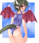  ass blush draco_centauros green_hair horns madou_monogatari puyo_puyo swimsuit tail wings 