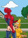  abraham_simpson age_difference ass crossover deepthroat fellatio just_cartoon_dicks male_only nude oral outdoors pants_down penis spider-man the_simpsons yaoi yellow_skin 