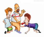 beastsexillustrated beavis beavis_and_butt-head butt-head homer_simpson male/male male_only the_simpsons white_background yaoi 