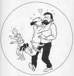 captain_haddock cuthbert_calculus kissing monochrome pants_down penis professor_calculus the_adventures_of_tintin tintin_(character)