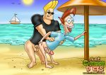  beach boat bottomless carl from_behind johnny_bravo just_cartoon_dicks male_only ocean penis sand smile testicles umbrella yaoi 