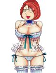 blue_rose bows brassier breasts choker edit family_guy garters huge_breasts looking_at_viewer meg_griffin negligee stockings string_panties