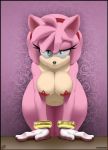  1girl 2014 all_fours amy_rose anthro bare_shoulders big_breasts black_nose bracelet breasts clothing colored darkneji daxzor furry gloves hair headband hedgehog jewelry looking_at_viewer mammal navel nipples nude sega short_hair thick_thighs video_games voluptuous wide_hips 