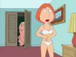  bra breasts chris_griffin family_guy gif lois_griffin mother_and_son nipples panties pubic_hair pussy spying undressing watching white_bra white_panties 