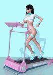 3d athletic babe bouncing_breasts gif hideout_(artist) original original_character running treadmill vibrator vibrator_in_pussy