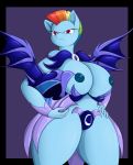 1girl 2015 anthro areola big_breasts breasts clothed clothing equine erect_nipples friendship_is_magic furry half-dressed huge_breasts mammal my_little_pony nipples pegasus rainbow_dash suirano topless wings 