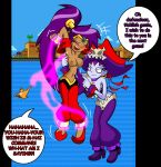  bluishfeather closed_eyes genie magic_bondage nudity pirate purple_hair red_eyes risky_boots shantae shantae_(character) tears tickled_by_hair tickling topless 