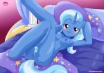  1girl bed blush breasts equestria_untamed female friendship_is_magic hat horn looking_at_viewer my_little_pony purple_eyes pussy_juice tagme tail trixie vaginal vaginal_insertion vaginal_object_insertion 