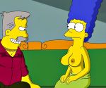  breasts dress marge_simpson nipples the_simpsons yellow_skin 