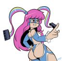  ass breasts bubble_butt cosplay disney giffany gravity_falls justindurden long_hair looking_back mask multicolored_hair shiny shiny_skin smile tiffany twin_tails wide_hips 
