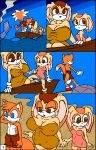  1girl age_difference anthro big_breasts breasts canine cleavage clothed clothing comic cream_the_rabbit cub fox furry group high_res lagomorph larger_female male mammal miles_&quot;tails&quot;_prower older_female pussy rabbit sega size_difference smaller_male terrenslks vanilla_the_rabbit young younger_male 