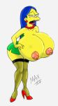 breasts breasts_bigger_than_head breasts_bigger_than_torso cartoon_milf cleavage huge_breasts marge_simpson massive_breasts maxtlat milf nipples the_simpsons white_background whoa_look_at_those_magumbos yellow_skin