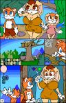  1girl age_difference anthro big_breasts breasts canine cleavage clothed clothing comic cream_the_rabbit cub fox furry group high_res lagomorph larger_female male mammal miles_&quot;tails&quot;_prower older_female rabbit sega size_difference smaller_male terrenslks vanilla_the_rabbit young younger_male 
