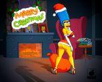  ass breasts dress eyelashes fire gloves hat headgear marge_simpson santa_hat shoes the_simpsons yellow_skin 