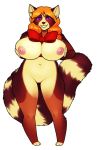  1girl 1girl 2016 alpha_channel anthro big_breasts bow breasts ear_piercing facial_piercing furry furry-specific_piercing hair harley_(theharmalarm) holding_breast huge_breasts looking_at_viewer mammal muzzle_piercing navel nipples nose_piercing nude orange_hair piercing porin purple_eyes pussy raccoon simple_background standing thick_thighs transparent_background voluptuous wide_hips 