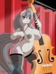  1_girl 1girl 2015 anthro areola big_breasts black_hair bow breasts cello curtain cutie_mark dekomaru dutch_angle earrings earth_pony equine erect_nipples female female_only friendship_is_magic furry high_res horse huge_breasts instrument jewelry large_breasts long_hair looking_at_viewer mammal music musical_instrument my_little_pony navel nipples nude octavia octavia_(mlp) octavia_melody piercing pony purple_eyes pussy solo standing stockings thehotroom thighhighs uncensored 