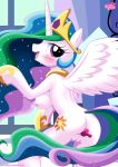 1girl alicorn anal anal_plug anthro anus arms_hoves ass bbmbbf blush breasts butt_plug crown cutie_mark equestria_untamed equine erect_nipples female friendship_is_magic horn horse large_breasts long_hair looking_at_viewer looking_back multicolored_hair my_little_pony nipples nude open_mouth palcomix pony princess_celestia princess_celestia_(mlp) pussy semi-anthro smile solo standing tail uncensored very_long_hair wings