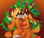  2015 anthro badger blush breast_squish breasts christmas duo eye_contact female female/female female_only fingering furry holidays mammal marine_the_raccoon mustelid nude smile sonic_(series) sonic_boom sparkydb sticks_the_jungle_badger yuri 