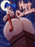  1girl ass ass_focus big_ass big_breasts blue_hair blush breasts chimney christmas christmas_hat christmas_outfit dat_ass elbow_gloves female_focus female_only glasses gloves high_res holidays huge_ass huge_breasts kaya_(lordoozy) long_hair lordoozy massive_ass merry_christmas santa_hat snow snowing solo_female solo_focus tagme twin_tails 
