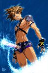  blue_eyes briefs human kingdom_hearts male male_focus male_only muscle partially_clothed penis solo sora sora_(kingdom_hearts) yaoi 