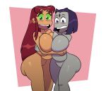 2girls alien alien_girl ass big_ass big_breasts blush blushing_at_viewer breast_press breast_squeeze breasts cartoon_network completely_naked completely_nude completely_nude_female dc_comics duo duo_female duo_focus embarrassed embarrassed_nude_female female_only green_eyes grey_skin huge_ass huge_breasts hugging long_hair long_hair_female looking_at_viewer monamania multiple_girls naked_female nude nude_female older older_female open_mouth orange_skin purple_eyes purple_hair raven_(dc) red_hair short_hair short_hair_female starfire teen_titans thick_thighs thighs young_adult young_adult_woman yuri 