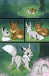  1boy 1girl ? anus ass clitoris comic eevee forest full_body furry imminent_sex multiple_tails pokemon pussy tail 