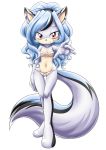 1girl animal_ears bbmbbf blue_hair furry lingerie long_hair looking_at_viewer mobius_unleashed palcomix smile tail venus_the_wolf_(mobius_unleashed) white_background