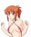  1girl animated areola_slip areolae big_breasts bouncing_breasts breast_slip breasts brown_eyes brown_hair bust clothing dog_tags female female_only futaba_channel g-string gif happy hinemosu_notari jumping kudoi looking_at_viewer loop navel nijiura_maids nipples one-piece_swimsuit open_mouth orange_hair ponytail pretzel_bikini sidelocks simple_background sling_swimsuit solo swimsuit thong tied_hair upper_body wardrobe_malfunction white_background 