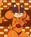  1girl 2015 anthro badger belly big_breasts bra breasts cleavage clothed clothing dreamcastzx1 furry highres huge_breasts mammal midriff miles_&quot;tails&quot;_prower mustelid navel panties sega sonic_boom sticks_the_jungle_badger underwear 