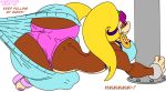  1girl 2015 ass big_ass big_breasts breasts clothes dat_ass donkey_kong_(series) habbodude happy hips horny huge_ass kong lips monkey nintendo pants pants_pull pull slut text tiny_kong virus-20 white_background whore wide_hips 