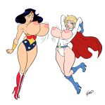 2_girls 2girls big_breasts breasts dc_comics female_only gerph multiple_girls nipples power_girl superheroine wonder_woman