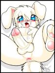  1girl anus blue_eyes blush cum erection fangs furry furry_only open_mouth penis solo testicles tongue web_address web_address_without_path young 
