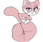  1girl anthro ass breasts cat edit featureless_breasts feline fur low_res mammal nude pink_fur pussy raised_tail shima_luan sideboob simple_background super_planet_dolan tail vimhomeless white_background 