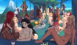  1girl 6+girls all_fours amputee apple arched_back areola ass back banana bandages bangs bathing big_breasts black_hair black_skin blonde blue_eyes blue_hair blue_skin blush book breasts clavicle closed_eyes collar completely_nude crowd cup dark-skinned_female dark_elf dark_skin drink elf erect_nipples facial_mark female_only female_pubic_hair food fruit grapes green_eyes green_hair hair_over_one_eye hands_on_hips high_resolution hugging in_water leaning_forward light-skinned light-skinned_female long_hair looking_back medium_breasts medium_hair megane missing_limb mole mountain multiple_girls navel nil_sunna_(character) nipples nude onsen open-mouth_smile open_mouth orange_hair outdoor_bath outdoor_nudity outside pineapple pink_hair pointed_ears pubic_hair purple_eyes pussy reading red_hair scar severed_limb shared_bathing short_hair shoulder_tattoo sitting sky small_breasts smile splashing standing standing_in_water sunna_(nilsunna) tattoo tongue tongue_out tree very_high_resolution vines water watermelon white_hair 