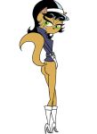  1girl anthro ass backshot black_hair boots bottomless cat feline furry gloves green_eyes kitty_katswell nickelodeon simple_background smile t.u.f.f._puppy tail transparent_background 
