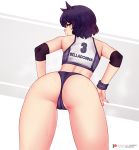  1_girl 1girl animal_ears ass ass_focus bent_over black_hair blake_belladonna bluefield blush buruma cameltoe cleft_of_venus clothed female female_only from_behind gym_shirt gym_uniform high_resolution looking_at_viewer looking_back nekomimi rwby shiny shiny_hair shirt short_hair solo standing sweat thighs yellow_eyes 